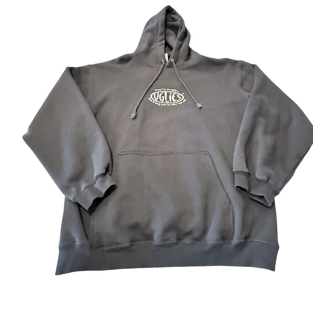 Spelcor Uglies Graphic Hoodie Mens Medium Black Pullover Sweatshirt Humor